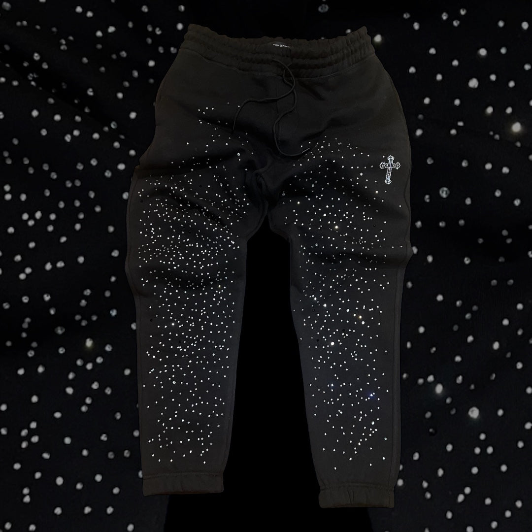 rhinestone embellished sweatpants