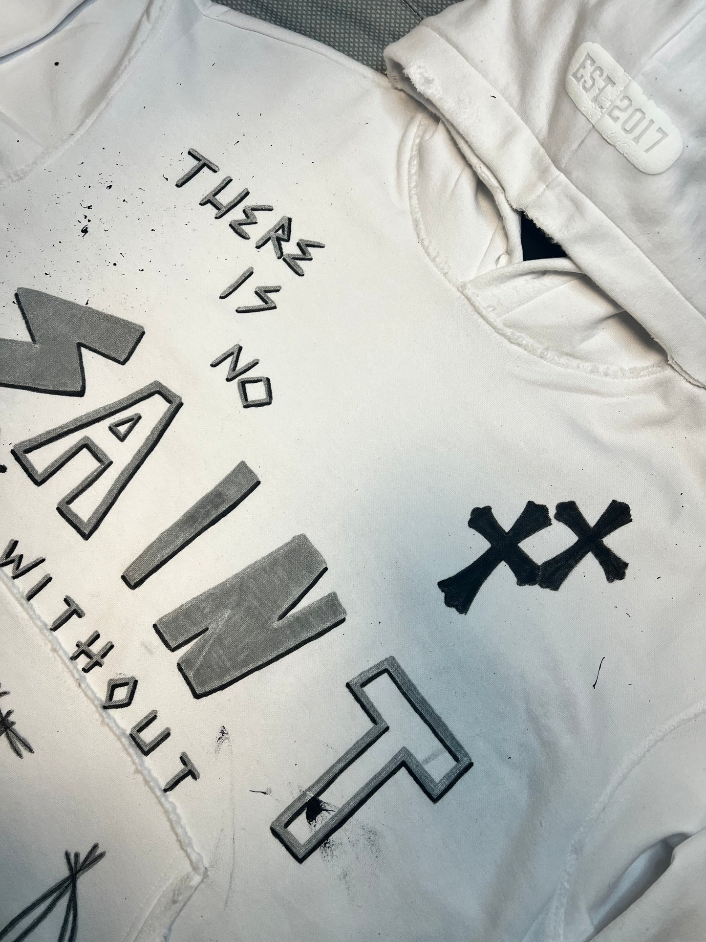 “NO SAINT” Hoodie White