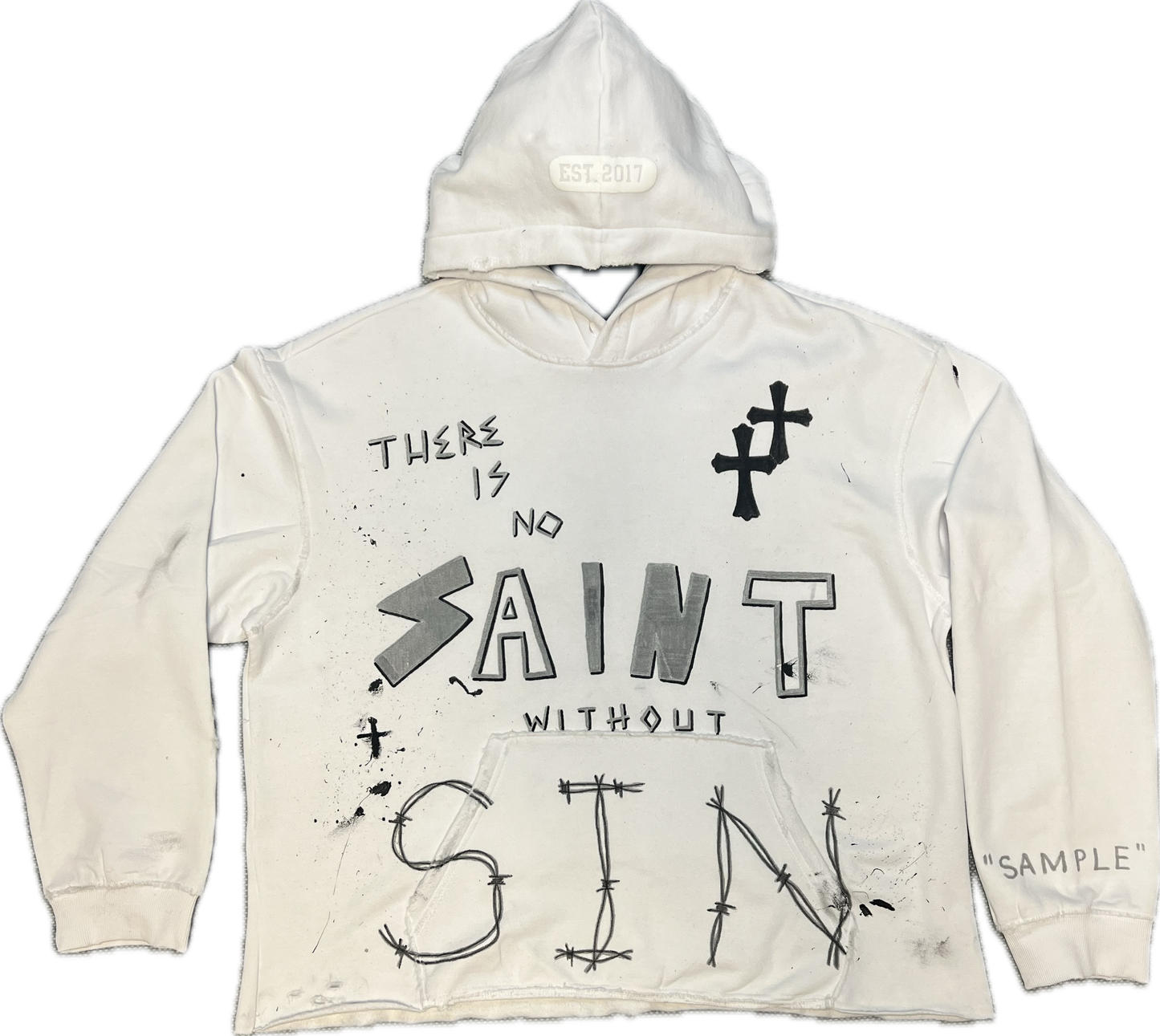 “NO SAINT” Hoodie White
