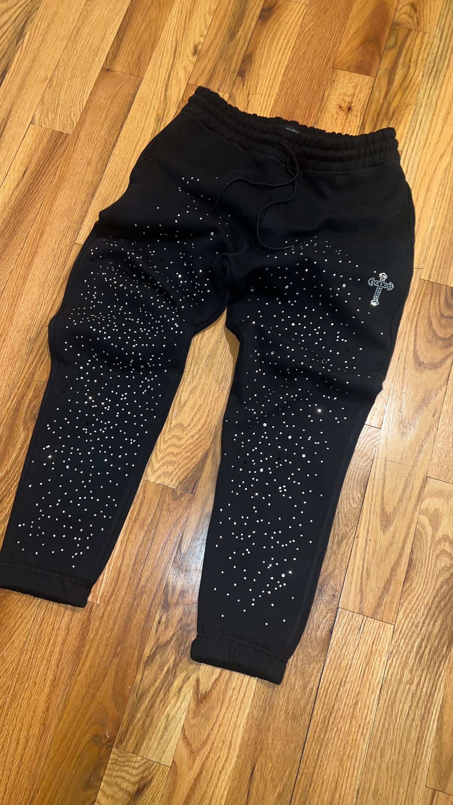 rhinestone embellished sweatpants