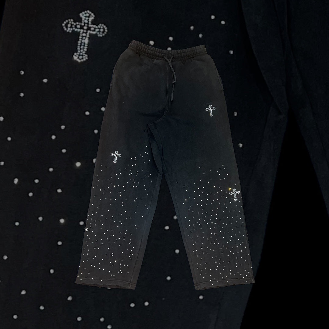 rhinestone embellished sweatpants