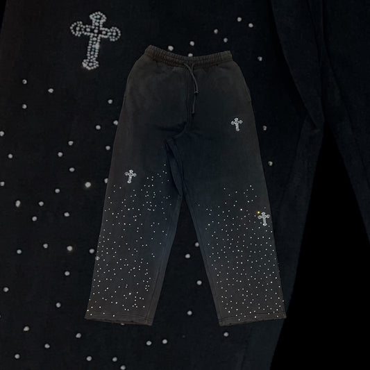 rhinestone embellished sweatpants