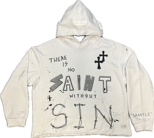 “NO SAINT” Hoodie White